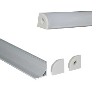 Perfil de aluminio de superficie para tira LED con difusor - 4 grapas - 2  tapas - 17x8mm - 2 metros