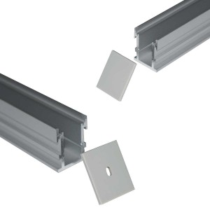 Perfil de Aluminio Empotrable 1m con Luz Difusa para Tiras LED hasta 10 mm