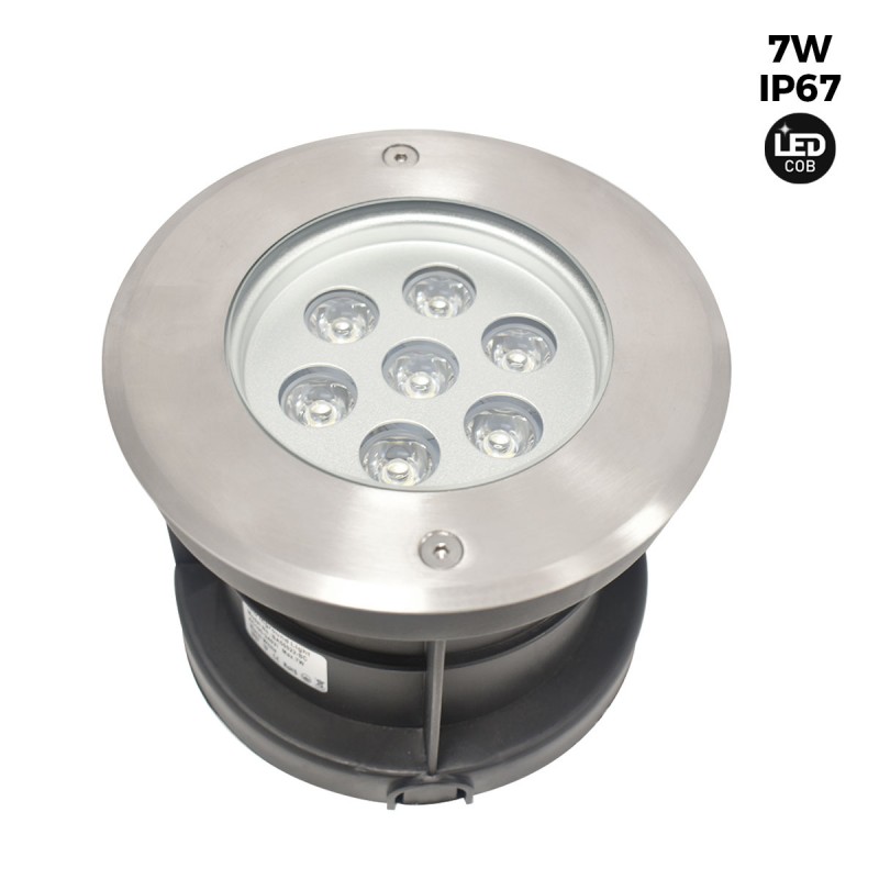 Foco LED empotrable en suelo 7W -Blanco cálido - Ø15cm- IP67