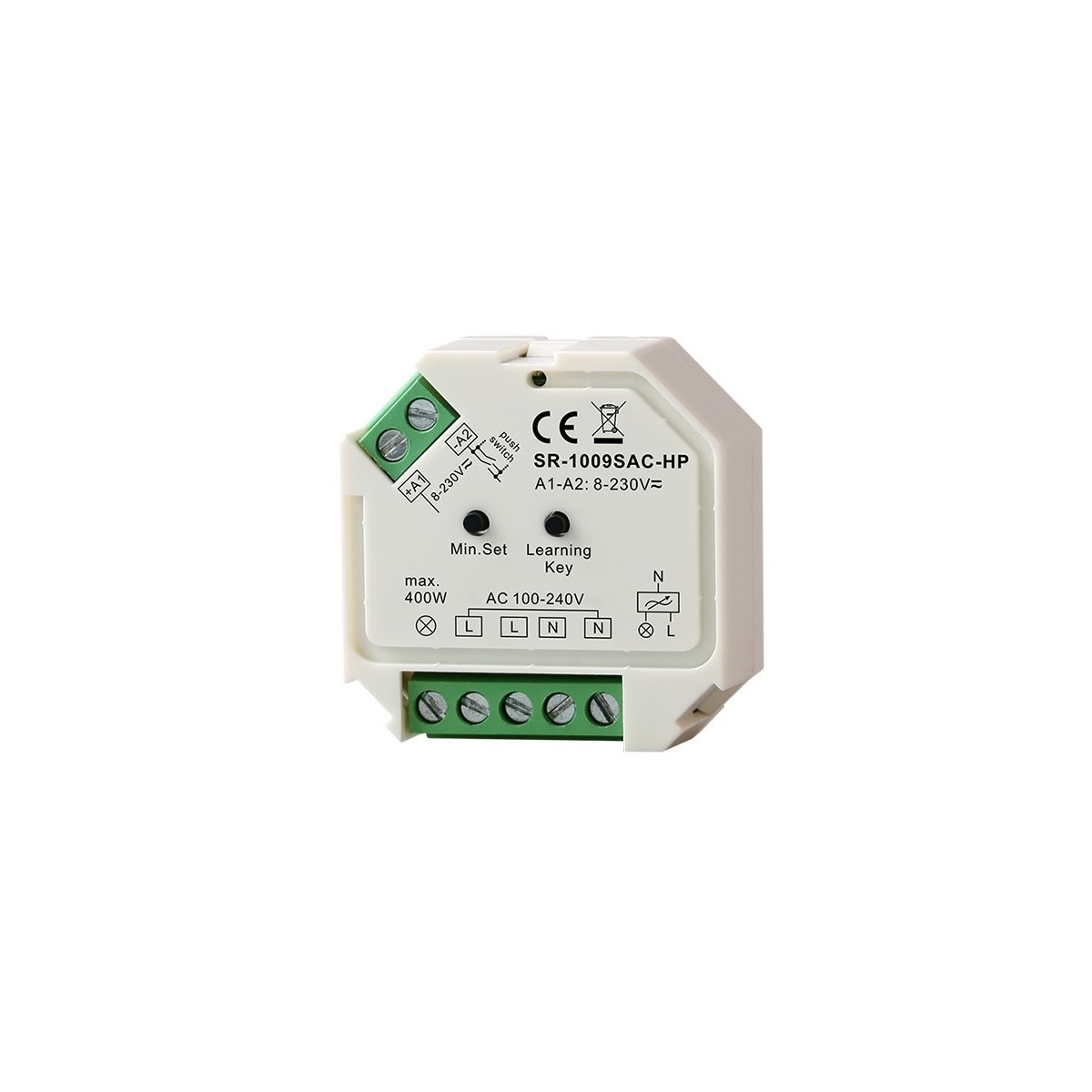 Mini Regulador (RF + PUSH) Monocolor Triac 400W max. 230V (1 canal) SUNRICHER - Perfect RF