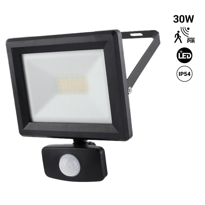 Proyector LED exterior con Sensor PIR - 30W - IP54 - 120º - 4000K