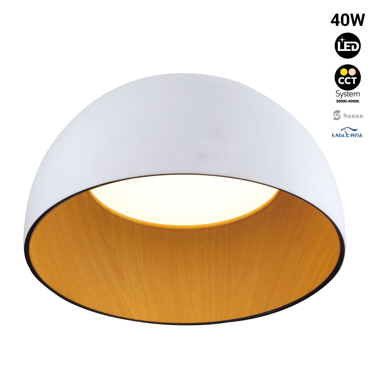 Lámpara plafón de techo LED "GINA" 40W- CCT (3000K-4000K) - Madera