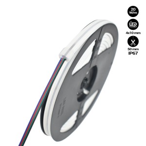 Neón LED Flexible RGB - 24V/DC 4x10mm - 5 metros - Kit completo - IP67 - 20 w/m- Curvatura lateral
