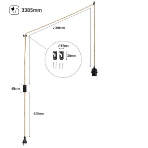 Casquillo E27 con cable de PVC, interruptor y enchufe