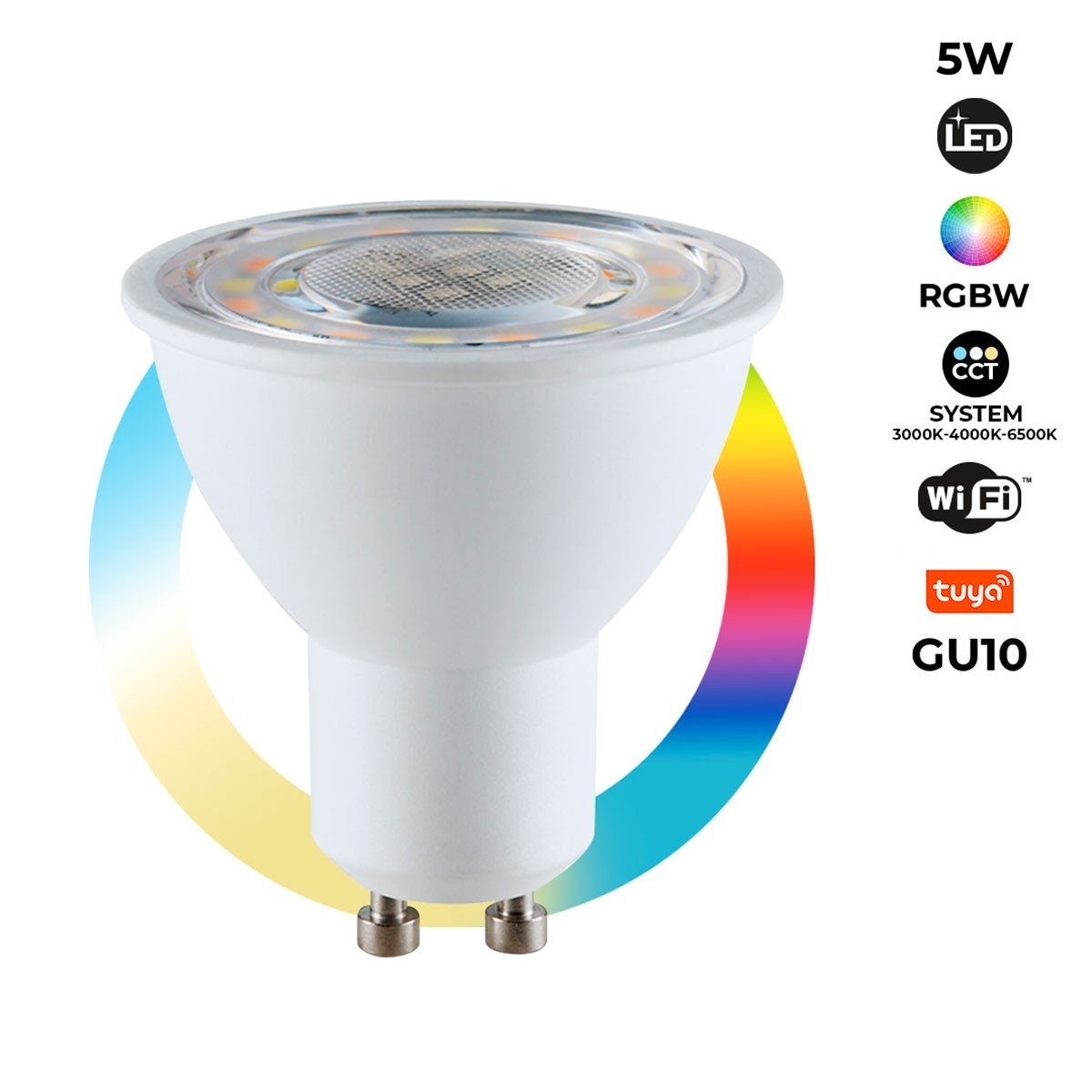 Bombilla inteligente LED WIFI GU10 - RGBW CCT - 5W | Home