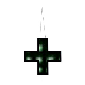 Cruz de farmacia LED monocolor verde - 60x60cm - Una cara - IP20
