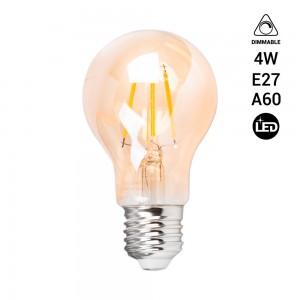 Bombilla filamento LED vintage ámbar - Regulable - E27 A60 - 4W