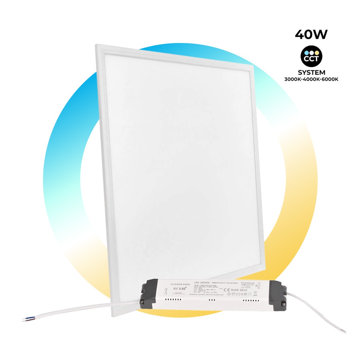 Panel LED slim CCT regulable con mando - 60x60 cm - 40W