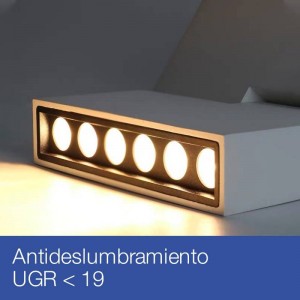 Foco LED de carril trifásico UGR19