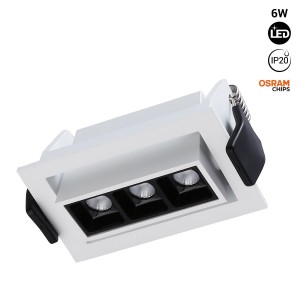 Foco lineal LED empotrable 6W - Orientable - UGR18 - CRI90 - Chip OSRAM - 2800K