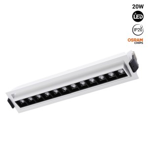 Foco lineal LED empotrable 20W - Orientable - UGR18 - CRI90 - Chip OSRAM - 2800K