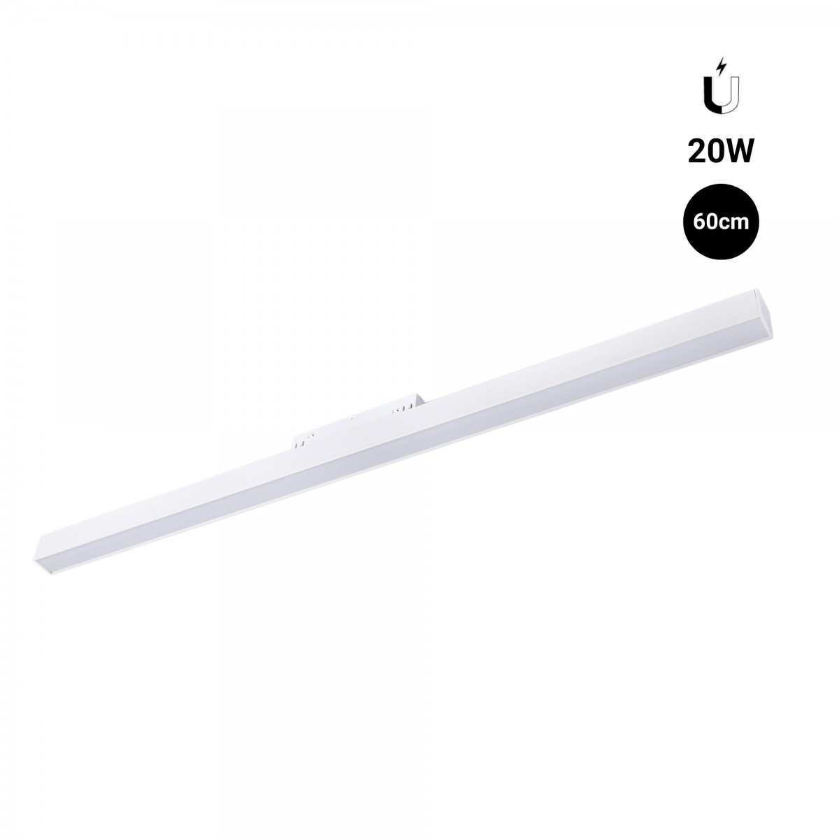 Luminaria lineal LED opal para carril magnético 48V - 20W - Blanco