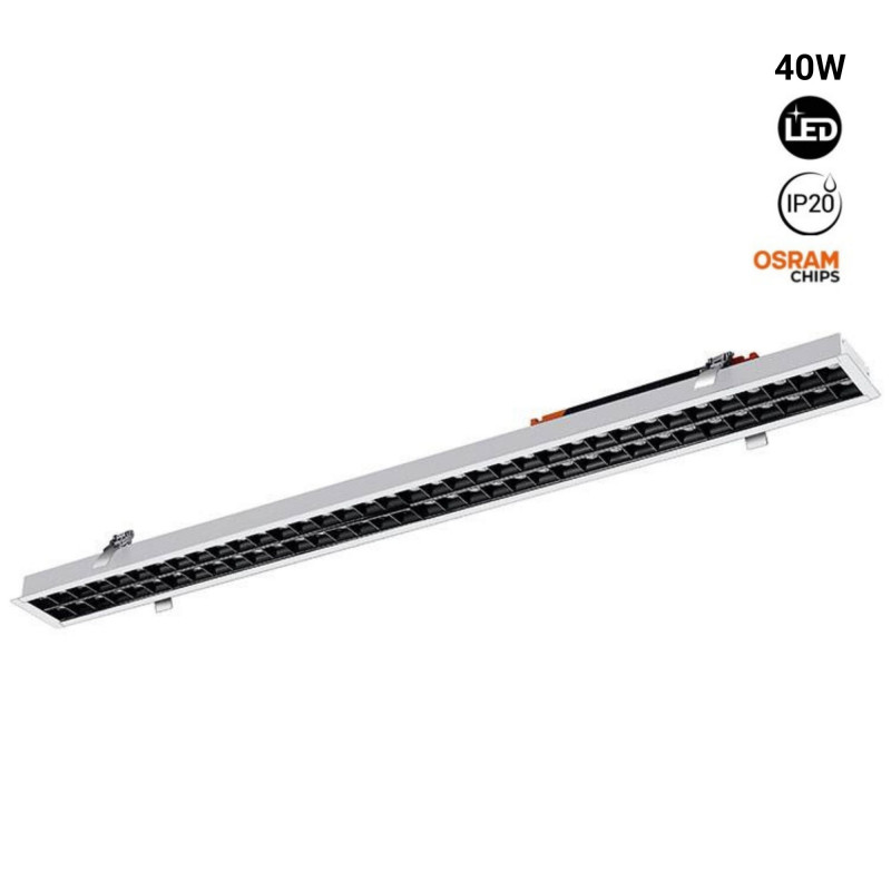 Foco LED Lineal Empotrable 40W UGR18 Chip Osram