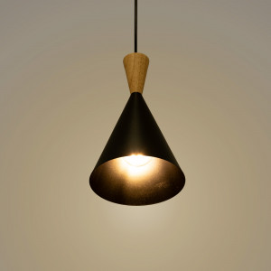 Lámpara colgante de madera y diseño "Solvang" inspiración TOM DIXON E27