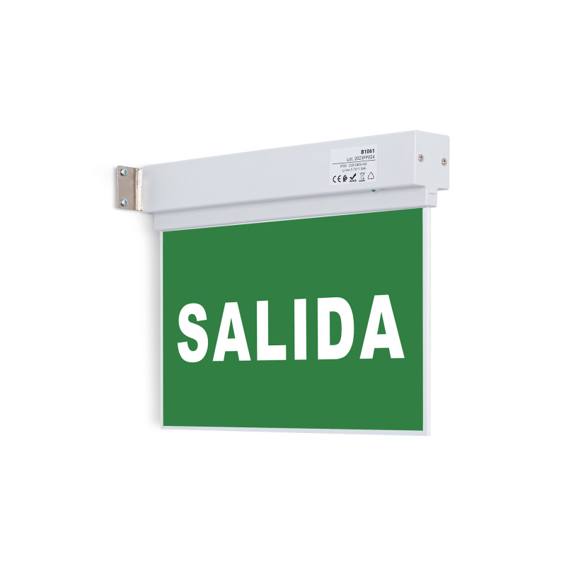 Luz de emergencia de superficie con cartel autoadhesivo "Salida"