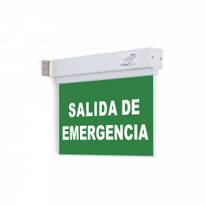 Luz de emergencia de superficie con cartel autoadhesivo "Salida de Emergencia"