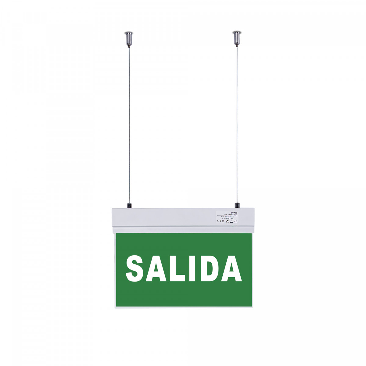 Luz de emergencia de suspensión con cartel "Salida"