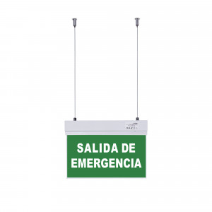 Luz de emergencia de suspensión con cartel autoadhesivo "Salida de Emergencia"