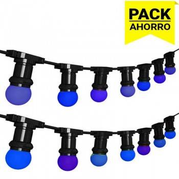 Guirnalda exterior IP44 6,5m con 10 casquillos E27, cable negro Guirnalda exterior IP44 6,5m con 10 casquillos E27, cable negro