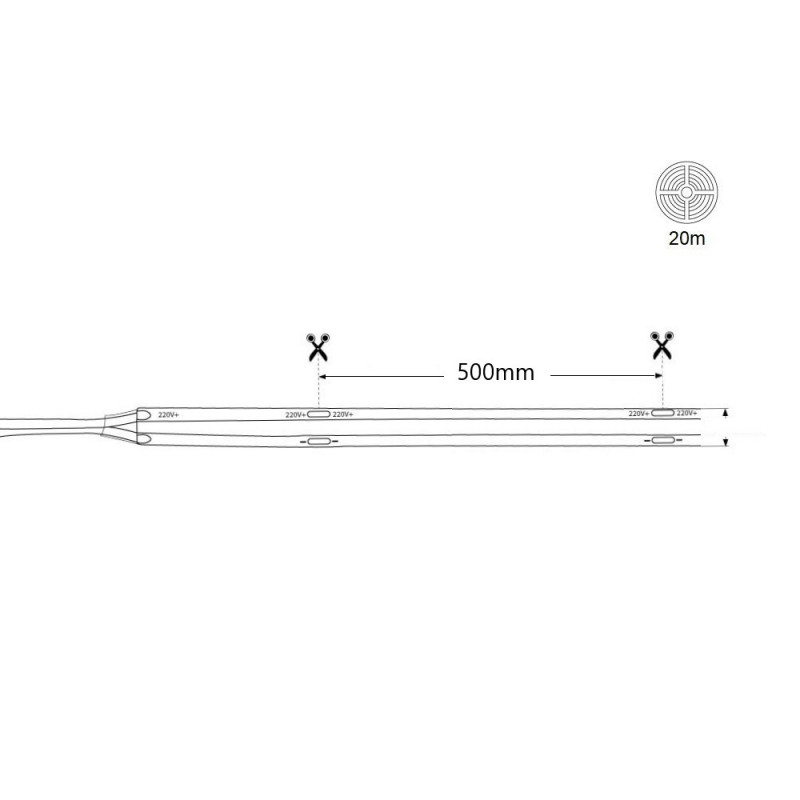 TIRA LED 220V COB 15W/M CORTE CADA 12CM IP65 10 METROS / 50METROS - IBÉRICA  DE ILUMINACIÓN