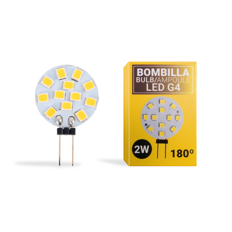 Bombilla LED G4 bi-pin circular plana 12V AC/DC - 2W