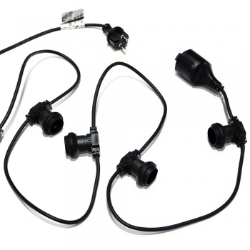 Guirnalda para exterior conectable en serie con 10 casquillos E27 Guirnalda para exterior conectable en serie con 10 casquillos E27