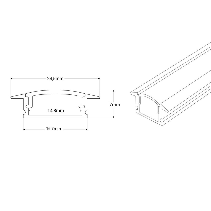 Perfil de Aluminio para Empotrar con alas Sub Lacado Blanco 12V/24V 2  metros • IluminaShop