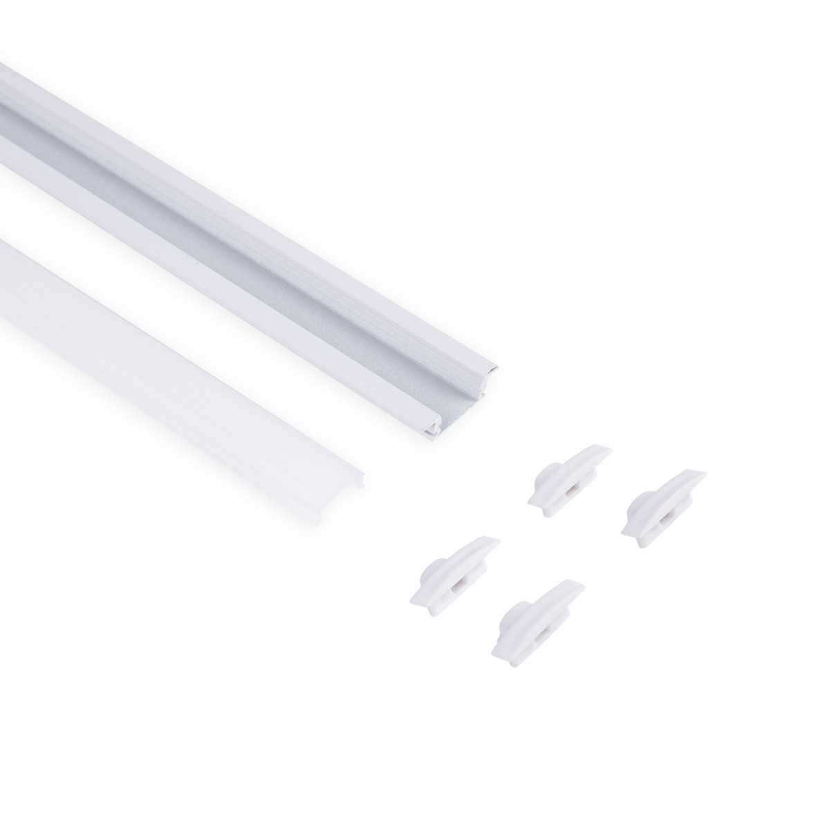 Perfil de aluminio de empotrar - Kit completo - 24,5 x 7mm - Tira LED hasta 12 mm - 2 metros