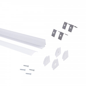 Perfil de aluminio para esquinas con difusor - Kit completo - 20 x 20mm - Tira LED hasta 10mm - 2
