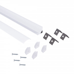 Perfil de aluminio para esquinas con difusor - Kit completo - 15,8x15,8mm - Tira LED hasta 12 mm - 2 metros