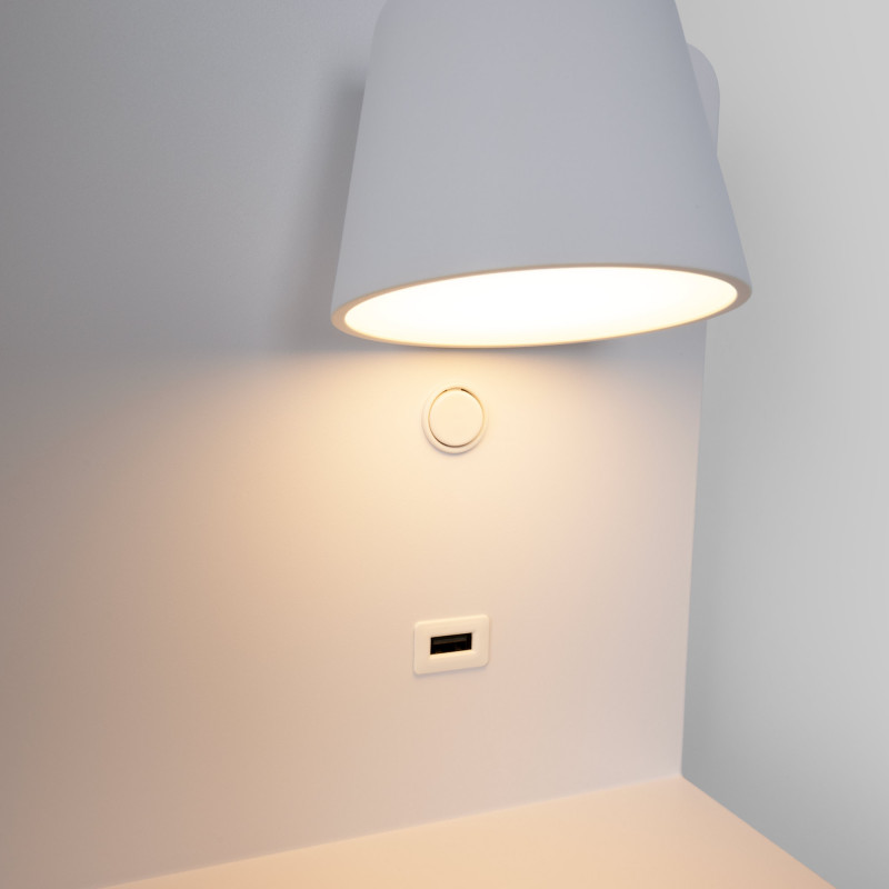 aplique de pared con luz orientable 6W con carga usb aplique de pared con luz orientable 6W con carga usb