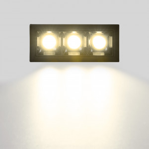 Foco lineal LED empotrable triple 6W - UGR18 - CRI90 - Chip OSRAM - Negro - blanco cálido