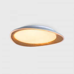 Lámpara de techo LED tipo plafón CCT 24W - Efecto madera - Ø45cm