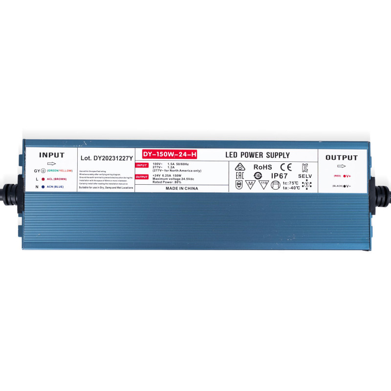 Fuente de alimentación estanca slim 150W 24V - 6.3A - IP67 Fuente de alimentación estanca slim 150W 24V - 6.3A - IP67