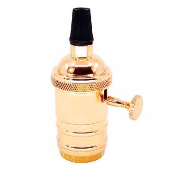 Casquillo E27 Vintage con interruptor Bronce Rosado / Cromado Casquillo E27 Vintage con interruptor Bronce Rosado / Cromado
