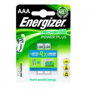 Pila Recargable Energizer Power Plus 700mAh HR03 (AAA) Blister de 2 Ud