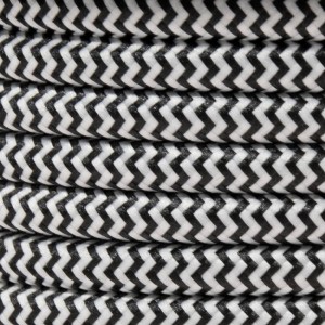 BOBINA CABLE ELECTRICO TEXTIL ESTILO NÓRDICO 2X0,75 ZIGZAG BLANCO Y NEGRO