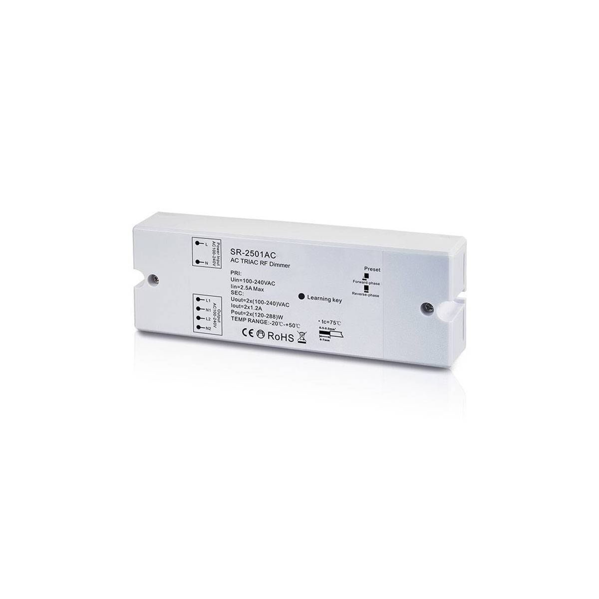 Triac dimable 100-240V (2 canales, 1.2A/Canales)  Receptor RF
