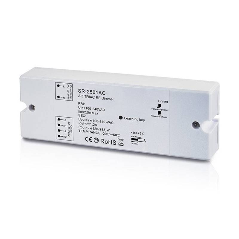 Triac dimable 100-240V (2 salidas, 1.2A/Salidas)  Receptor RF - Easy RF
