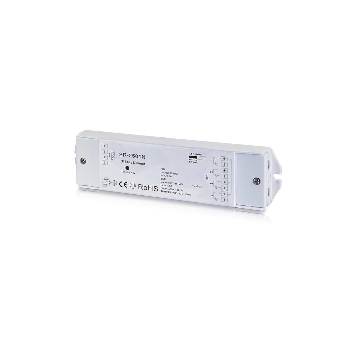 Regulador monocolor PWM 12-36V DC (4 canales, 5A/Canal) receptor RF - Easy RF