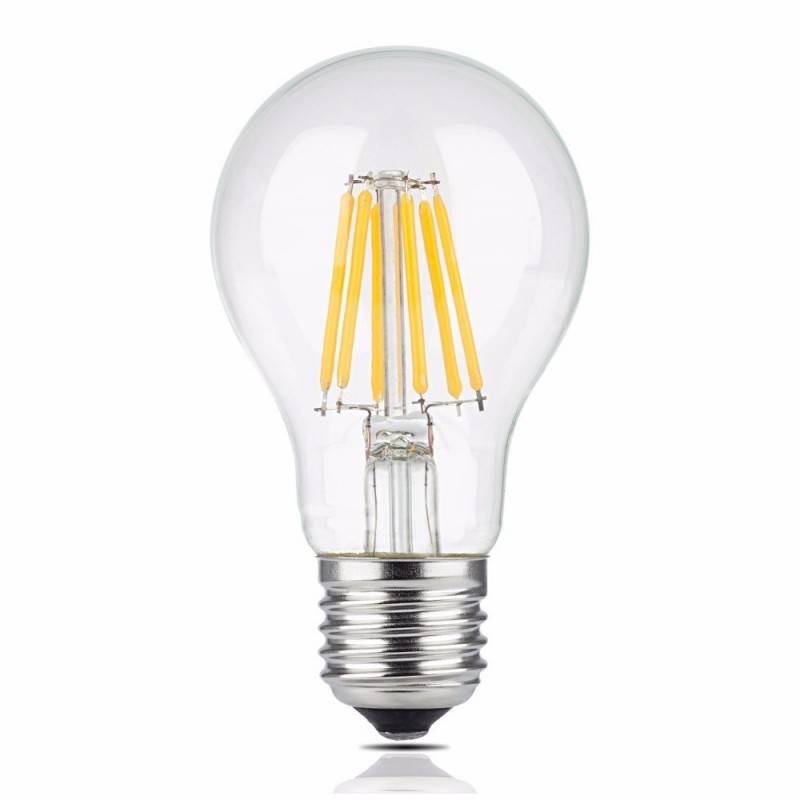 Bombilla Estándar LED A60 8W filamento E27 230V Transparente