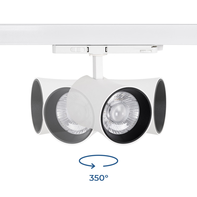 Proyector LED arquitectónico para carril trifásico CCT - 40W - CRI 90 - Driver KGP giro 350º Proyector LED arquitectónico para carril trifásico CCT - 40W - CRI 90 - Driver KGP giro 350º