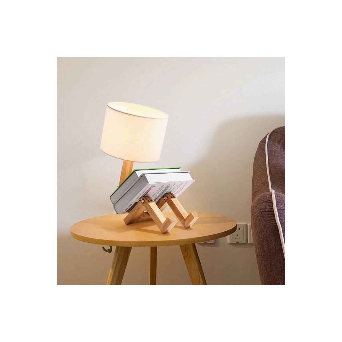Lámpara de mesa de madera articulada