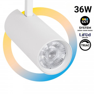 Proyector LED para carril monofásico - 36W - CCT - TRIAC regulable - CRI90