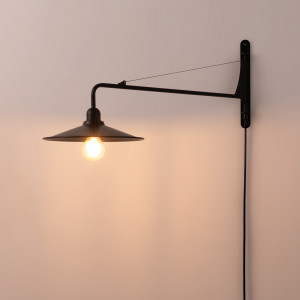 Aplique de pared orientable "PETTI" con cable y enchufe - E27
