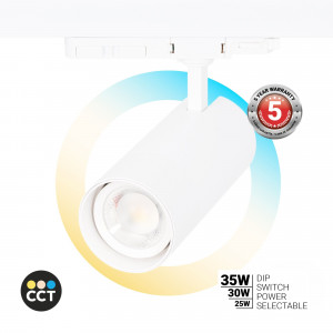 Proyector LED para carril trifásico - Potencia ajustable + ZOOM: 25W/30W/35W - CCT