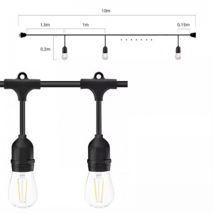 Guirnalda exterior IP65 10 metros conectable en serie 10x E27