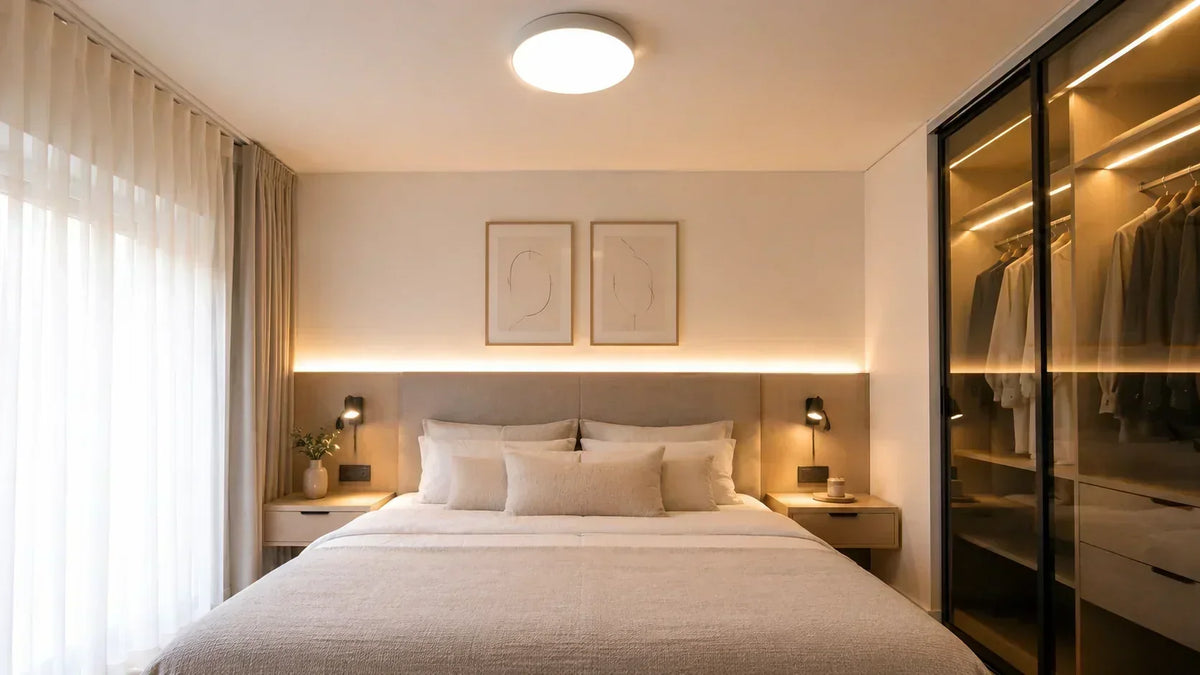 Iluminación dormitorio: guía práctica de luz cálida y lectura