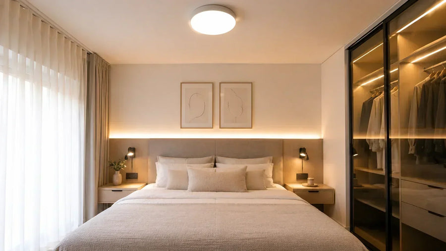 Iluminación dormitorio: guía práctica de luz cálida y lectura