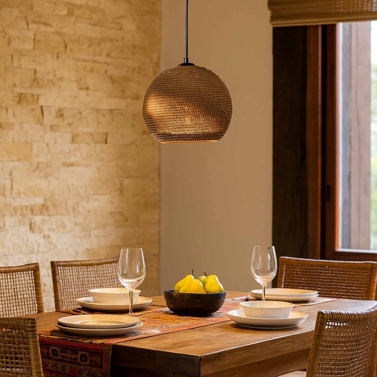 Lámpara colgante de cartón corrugado "ANIDA" - E27 - Barcelona Led-Decoración